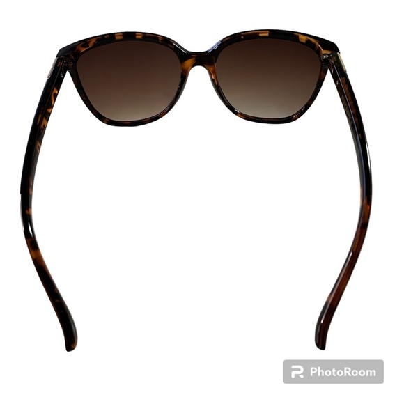 Suzy Levian Tortoise Shell Sunglasses Brown Polarized Oversized Gold Trim - Picture 2 of 7